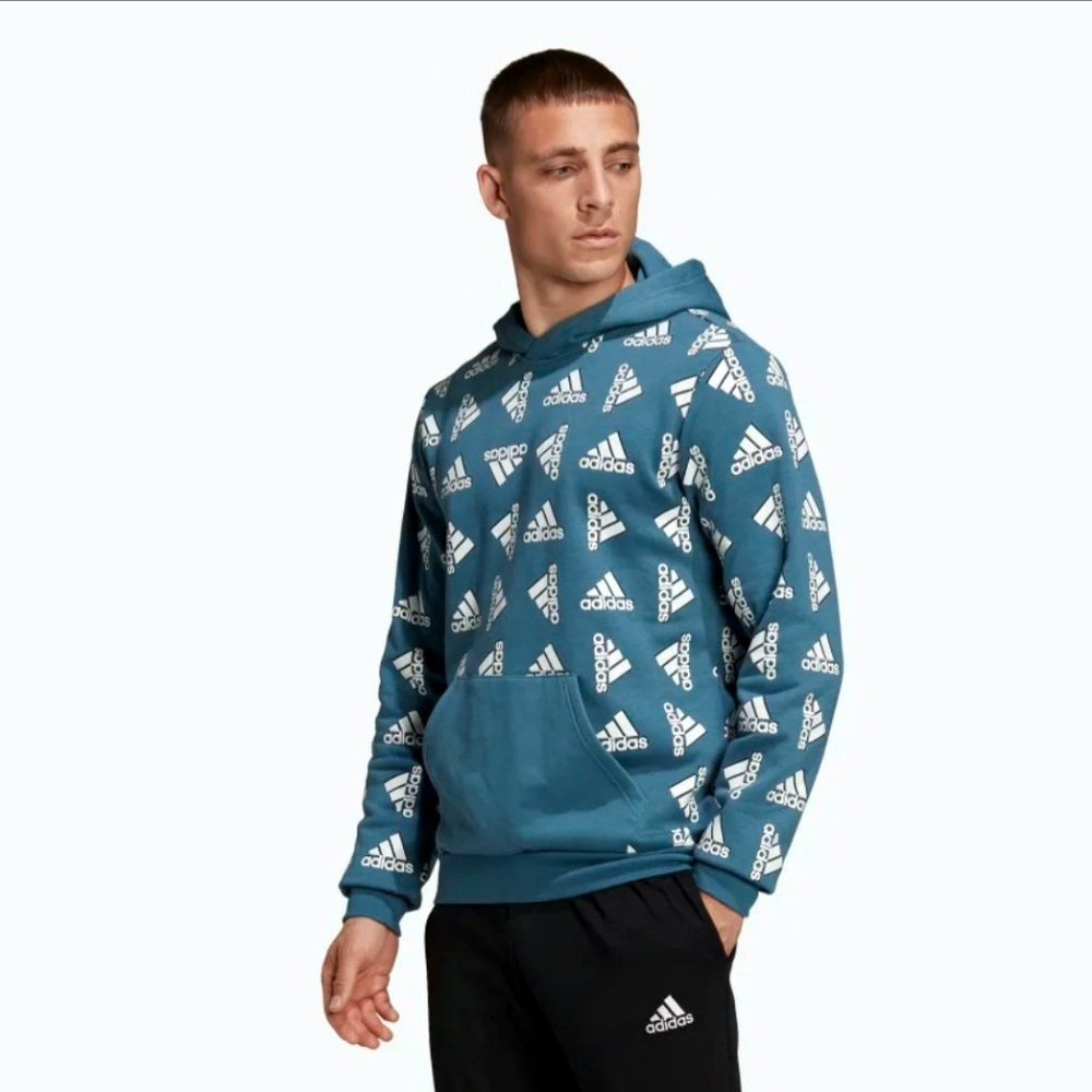 NWT Adidas Mens Large Blue Hoodie New with Tags Long Sleeve Size Large L NWT